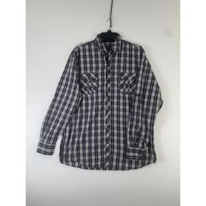 MB Studio Shirt Mens XL Blue Plaid Long Sleeve Button Up Cotton Blend Casual